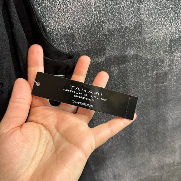 Tahari Harry S Levine Dress Black NWT Laser Cut Detail Lined Size US 10 UK 14 - Picture 7 of 10